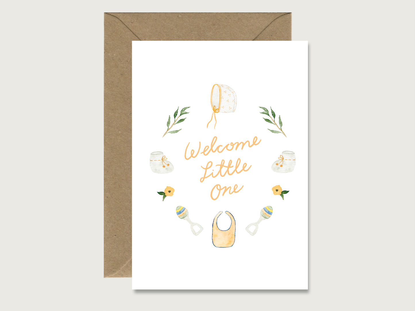 Karte zur Geburt "Welcome little one" Pastell