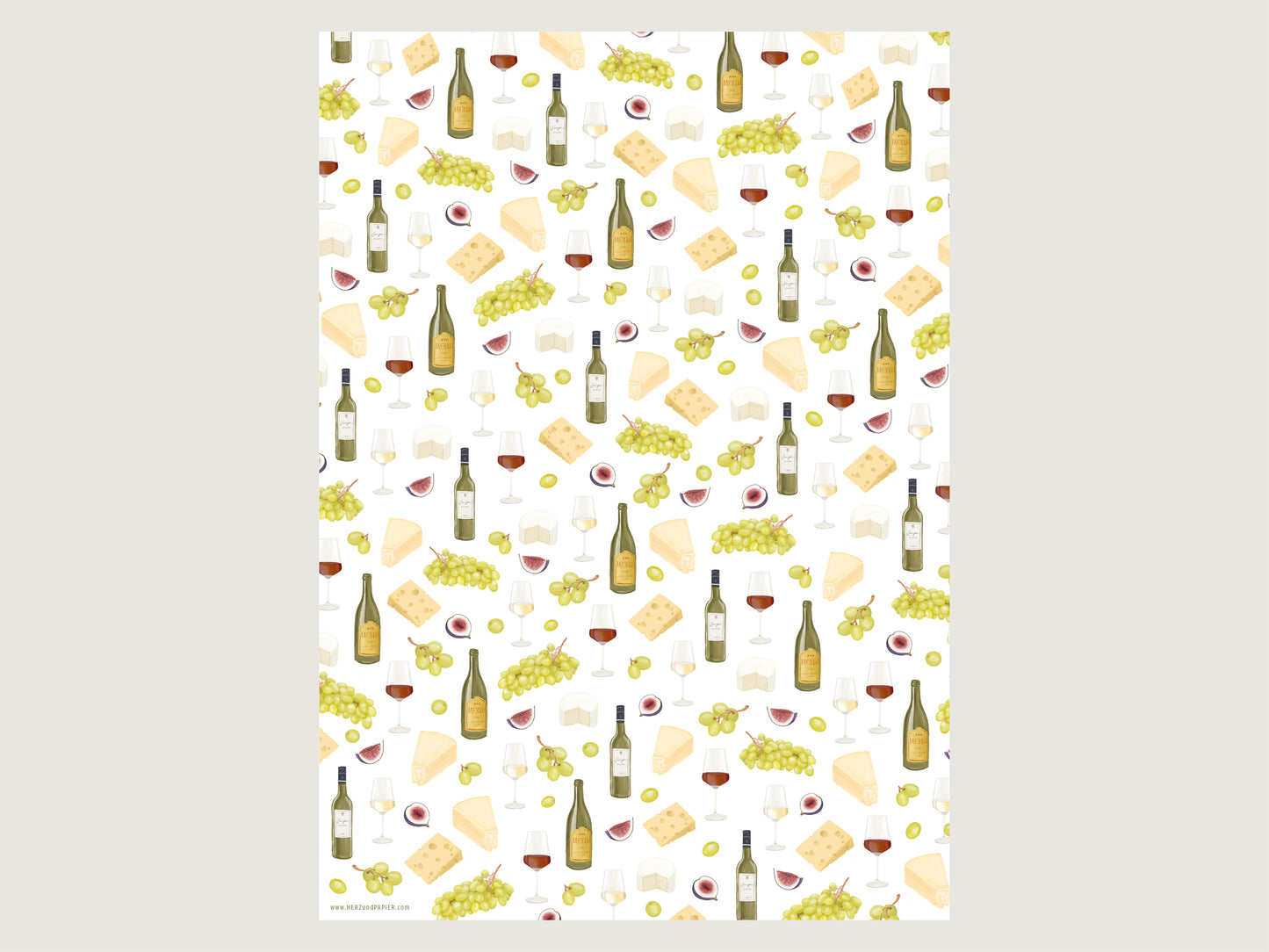 Geschenkpapier "Wein und Käse"