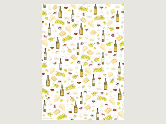 Geschenkpapier "Wein und Käse"