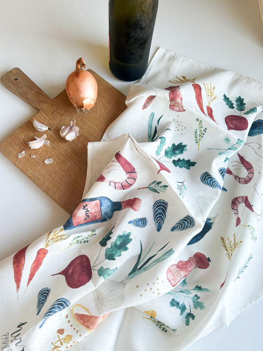 Geschirrtuch "Kasserolle" aus Leinenmix