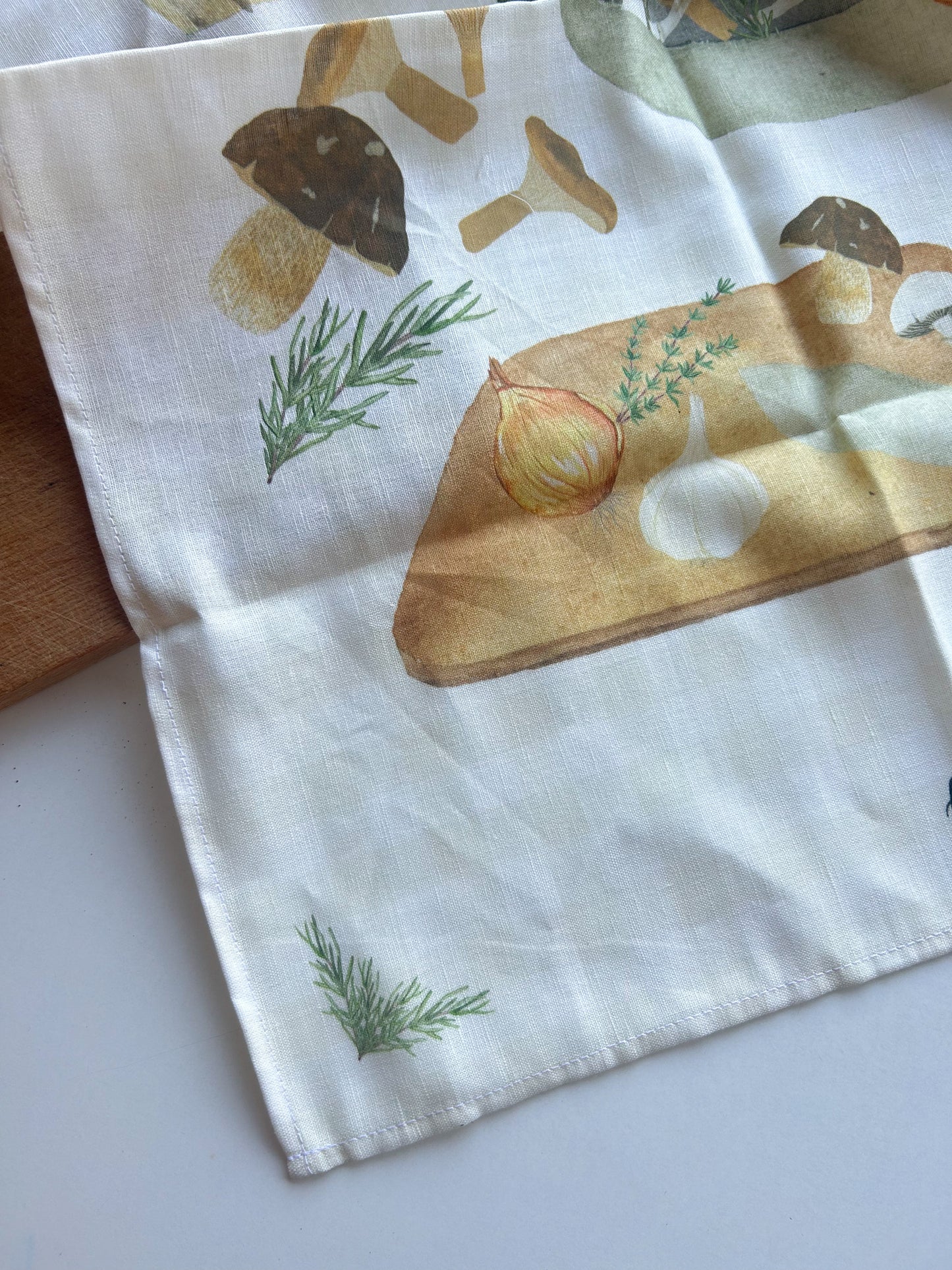 Geschirrtuch "Pilzpfanne" aus Leinenmix