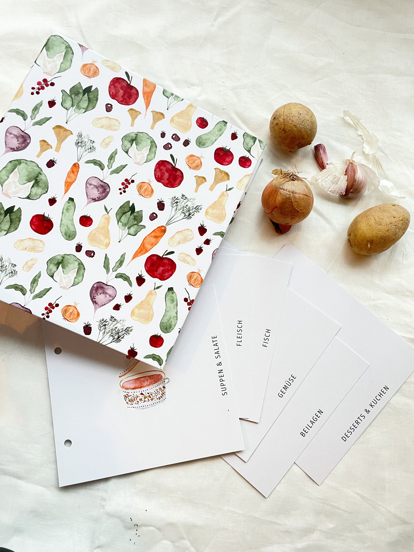 Rezeptordner "Obst & Gemüse" für DIN A5 mit Register und Rezeptbock