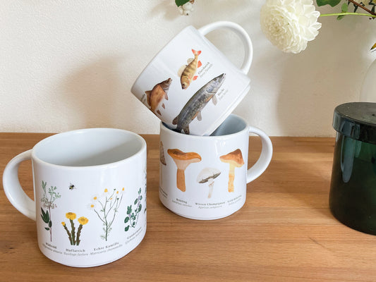 3er Set XL Tassen "Flora und Fauna"