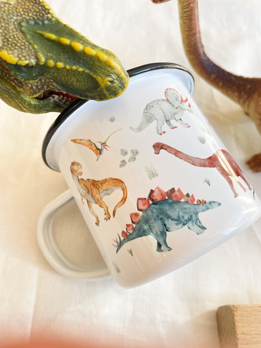 Emaille-Tasse "Dinos"