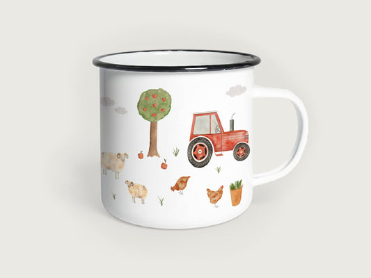 Emaille-Tasse "Bauernhof"