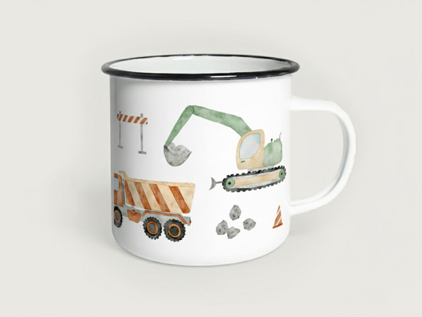 Emaille-Tasse "Baustelle"