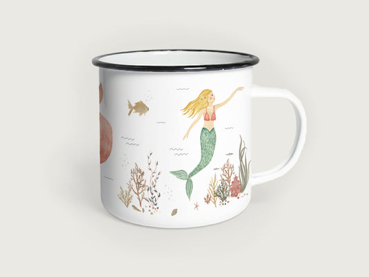 Emaille -Tasse "Meerjungfrauen"