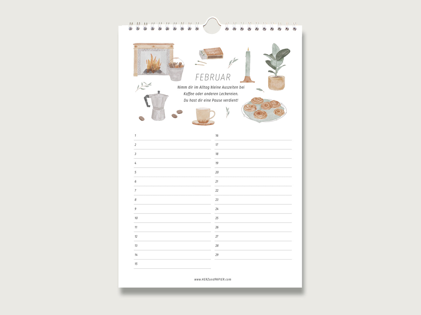 Geburtstagskalender  "Entschleunigung" in Din A4