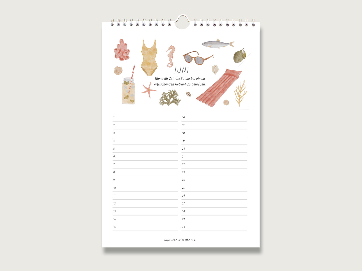 Geburtstagskalender  "Entschleunigung" in Din A4