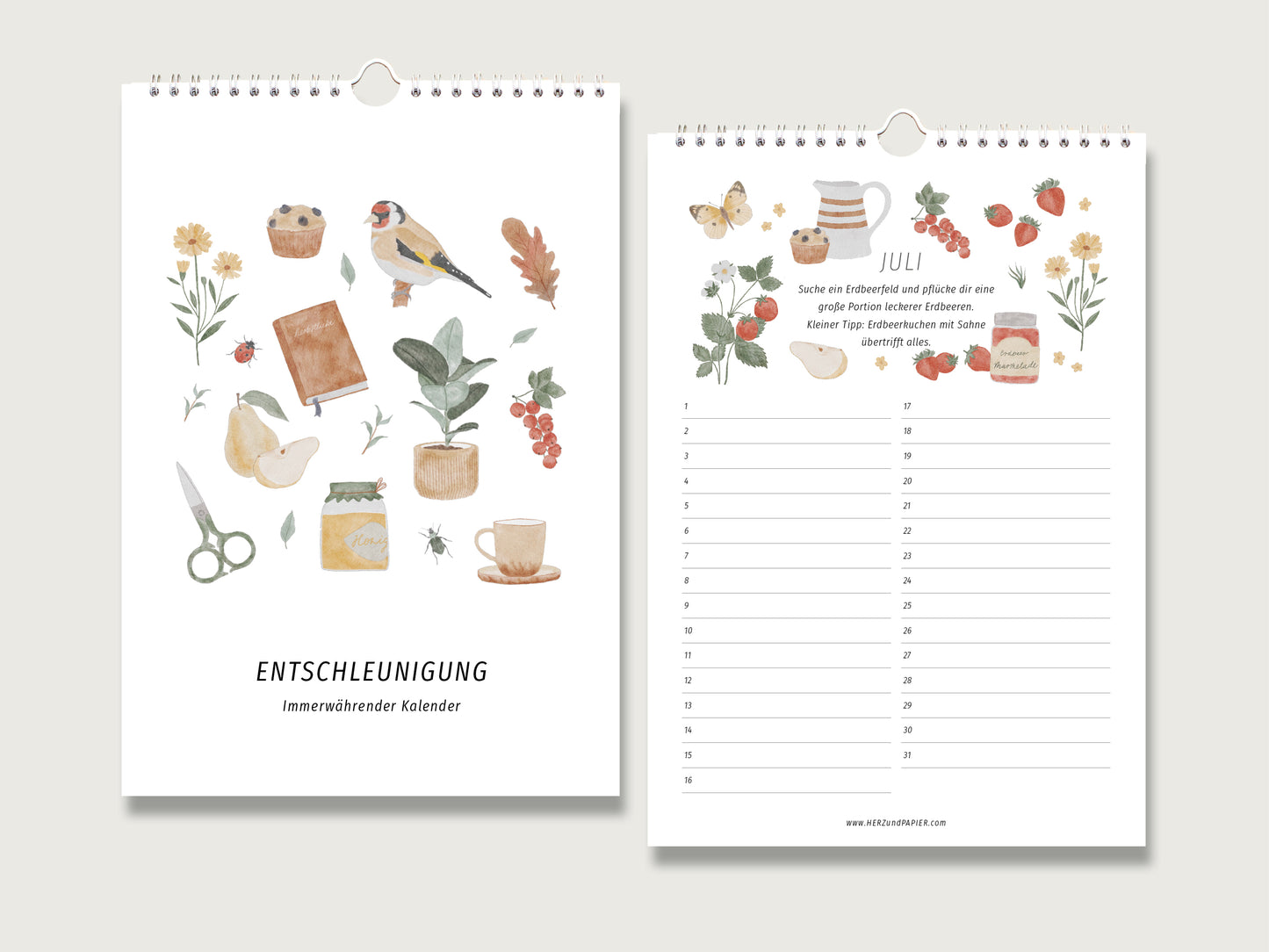 Geburtstagskalender  "Entschleunigung" in Din A4