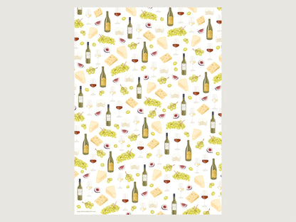 Geschenkpapier "Wein und Käse"