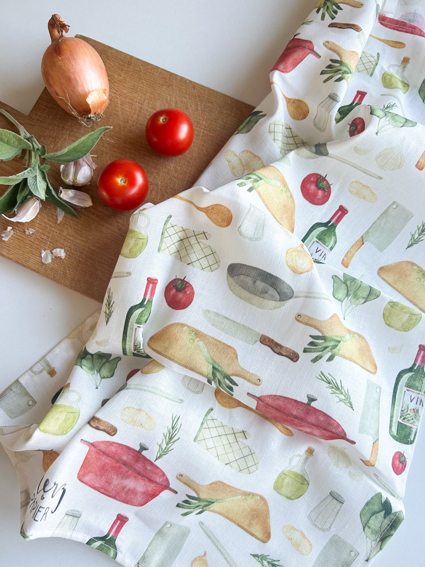 Geschirrtuch "Kochen" aus Leinenmix