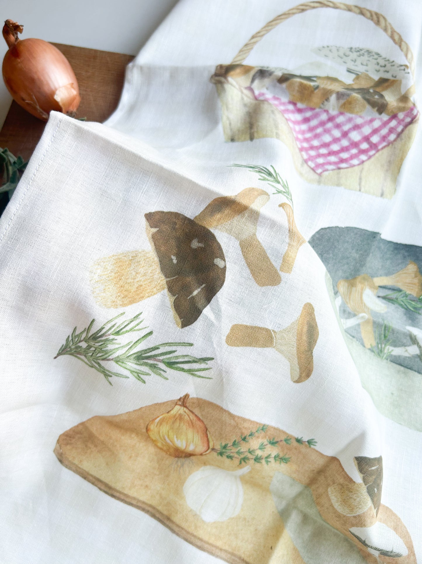 Geschirrtuch "Pilzpfanne" aus Leinenmix