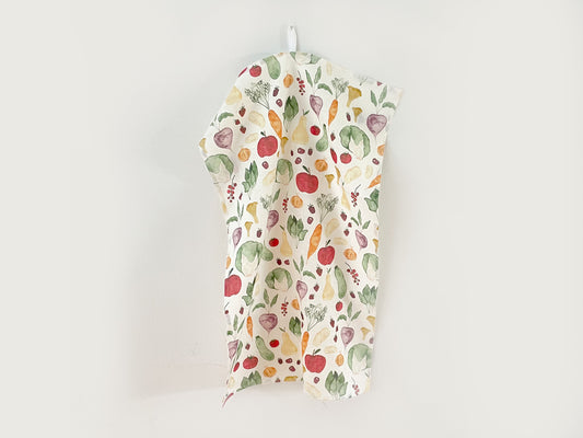 Geschirrtuch "Obst & Gemüse" aus Leinenmix