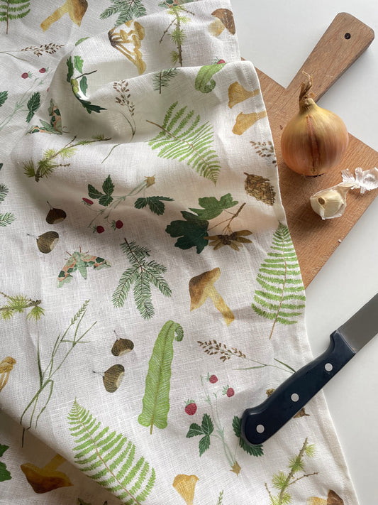 Geschirrtuch "Waldgestöber" aus Leinenmix