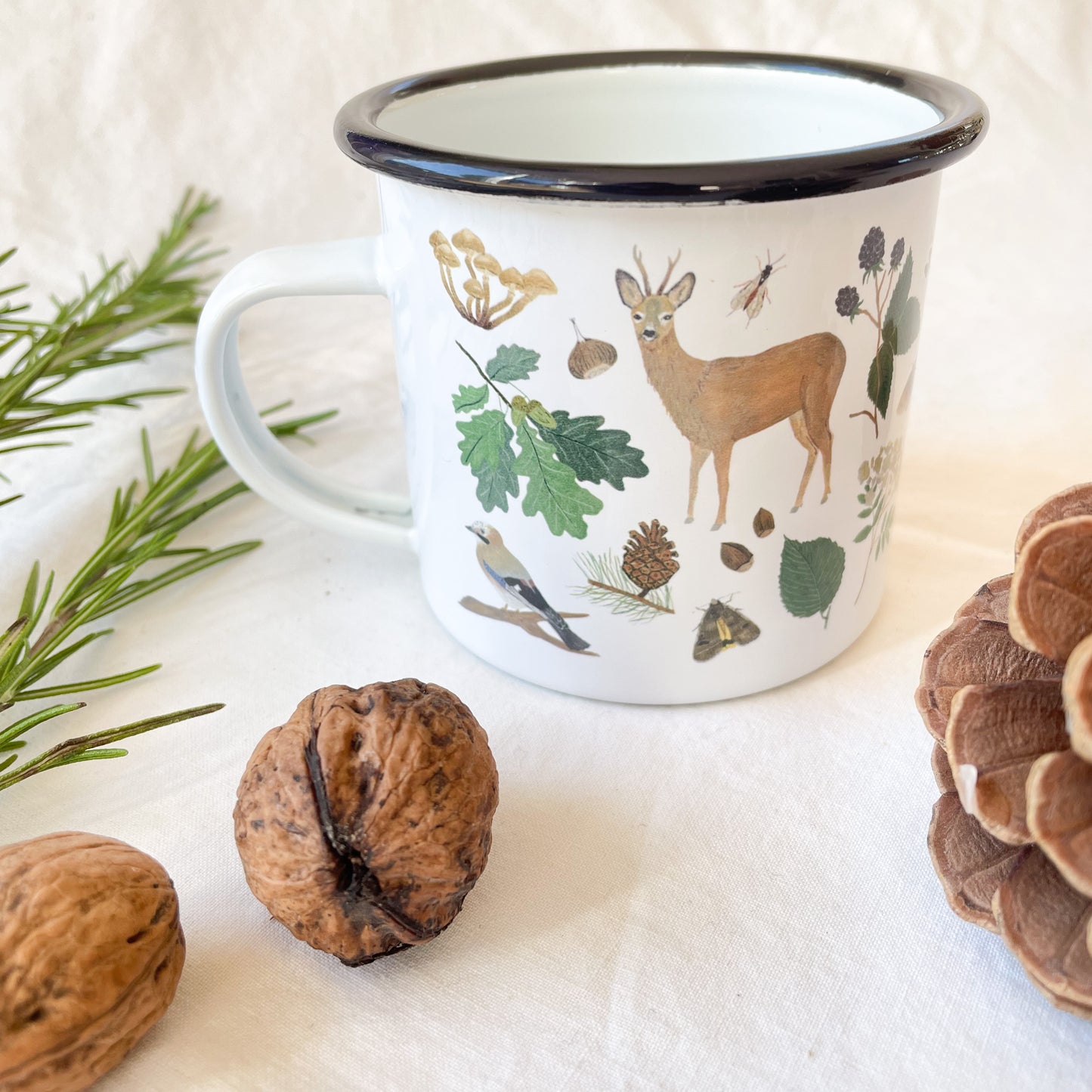 Emaille-Tasse "Wald"