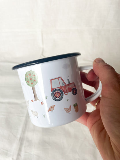 Emaille-Tasse "Bauernhof"