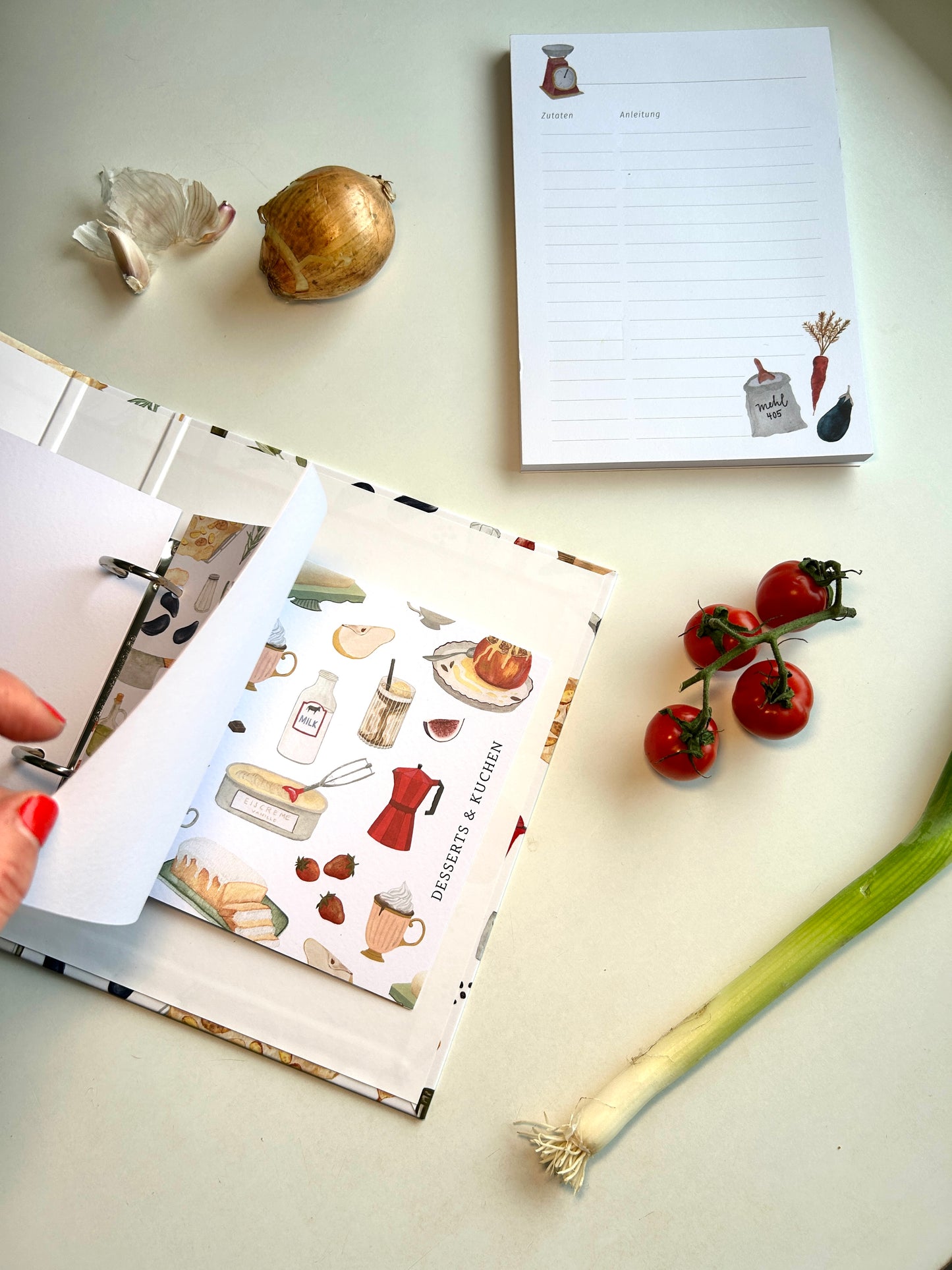 Rezeptordner "Collage" für DIN A5 mit Register und Rezeptbock