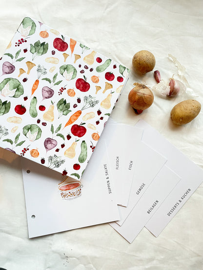 Rezeptordner "Obst & Gemüse" für DIN A5 mit Register und Rezeptbock