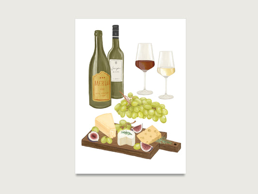 Postkarte "Wein & Käse"