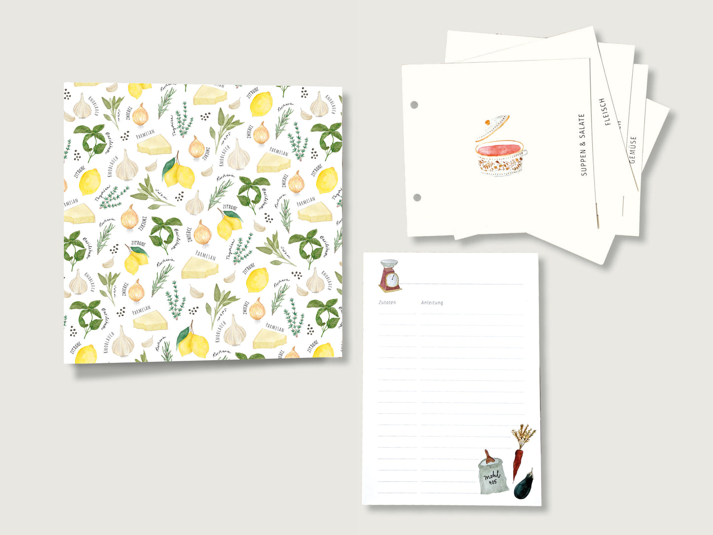 Rezeptordner "Aroma" für DIN A5 mit Register und Rezeptbock