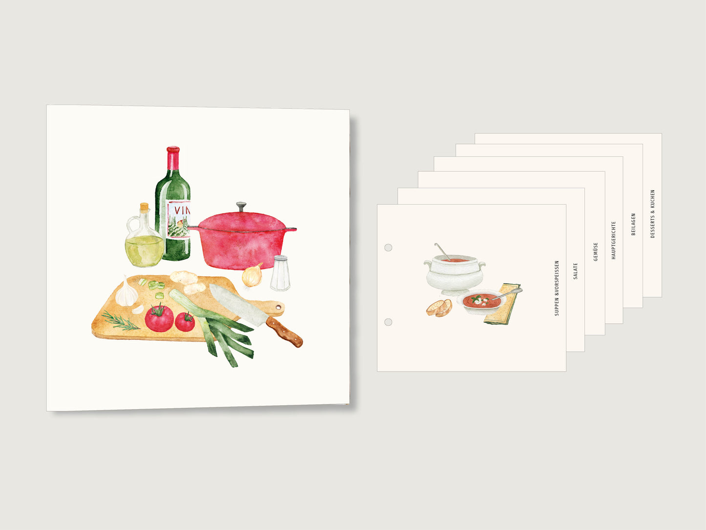 Rezeptordner "Kochen" für DIN A4 mit Register für Lieblingsrezepte