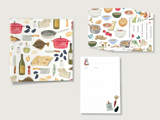Rezeptordner "Collage" für DIN A5 mit Register und Rezeptbock