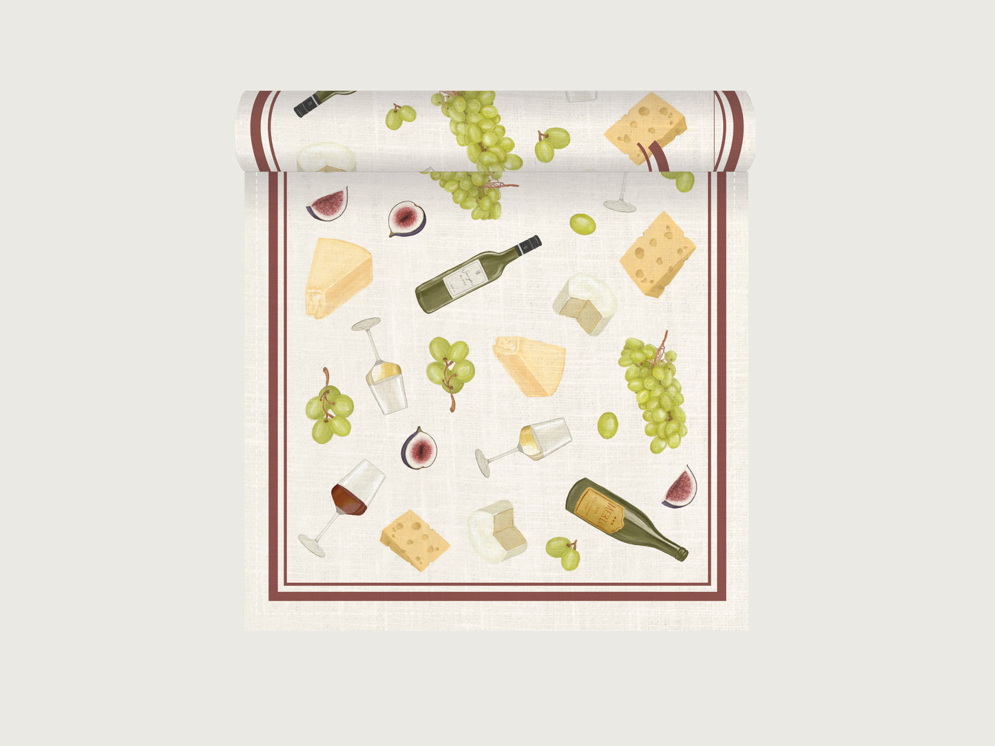 Tischläufer "Wein & Käse" aus Leinenmix