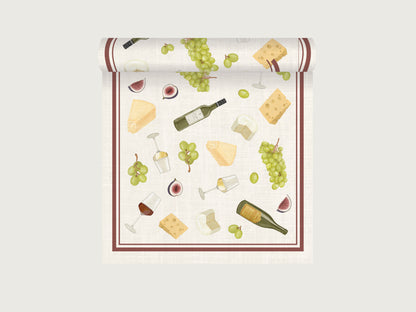 Tischläufer "Wein & Käse" aus Leinenmix