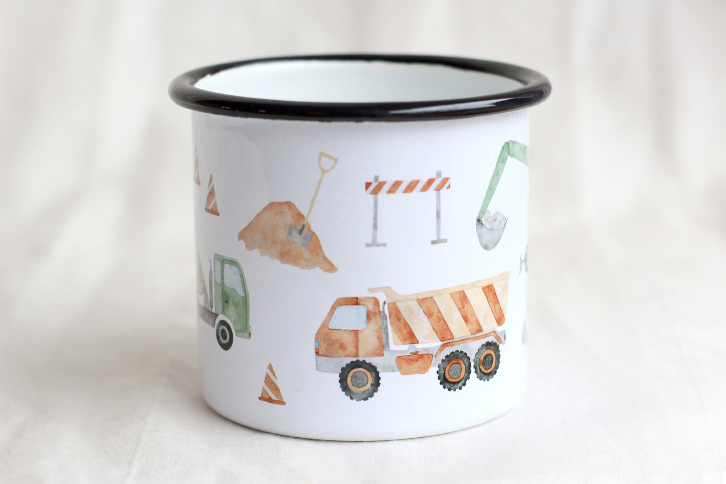 Emaille-Tasse "Baustelle"