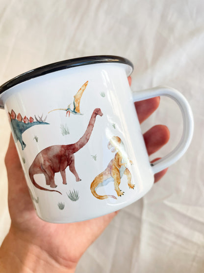 Emaille-Tasse "Dinos"