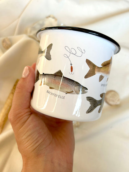 Emaille-Tasse "Fische"