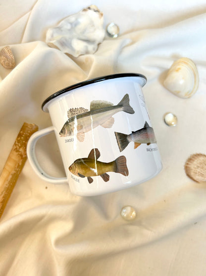 Emaille-Tasse "Fische"