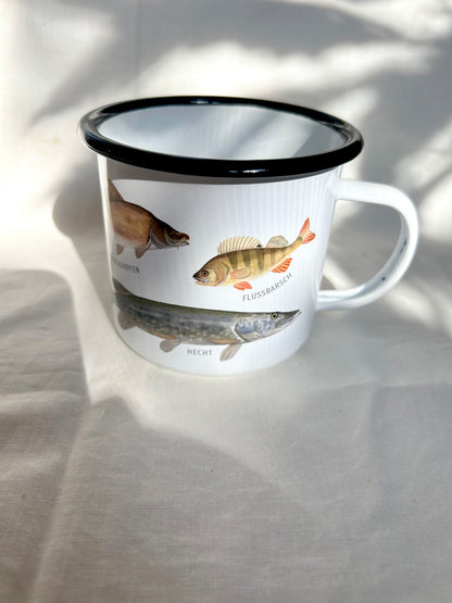Emaille-Tasse "Fische"