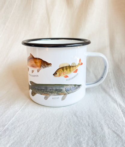 Emaille-Tasse "Fische"