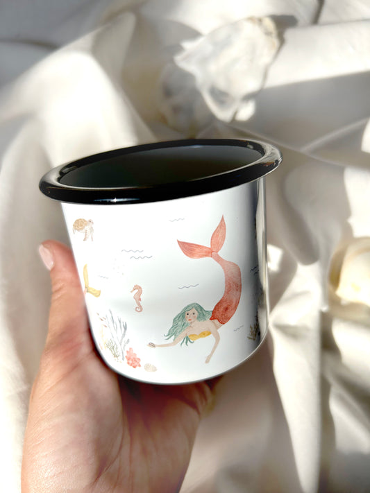 Emaille -Tasse "Meerjungfrauen"