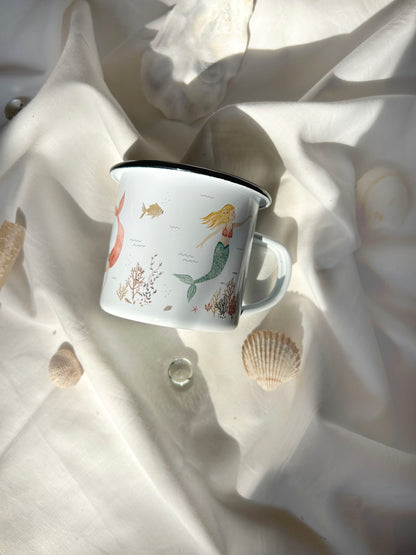 Emaille -Tasse "Meerjungfrauen"
