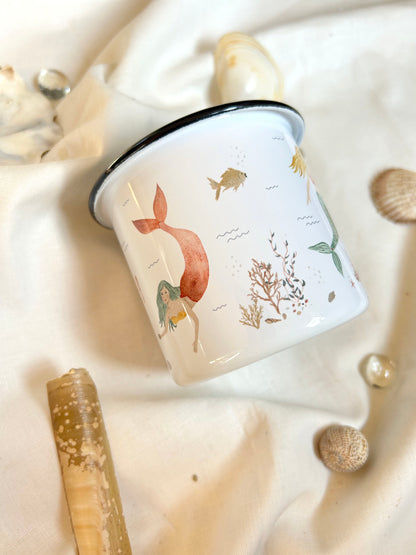 Emaille -Tasse "Meerjungfrauen"