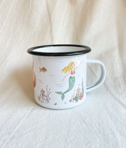 Emaille -Tasse "Meerjungfrauen"