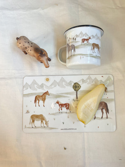 Emaille-Tasse "Pferde"