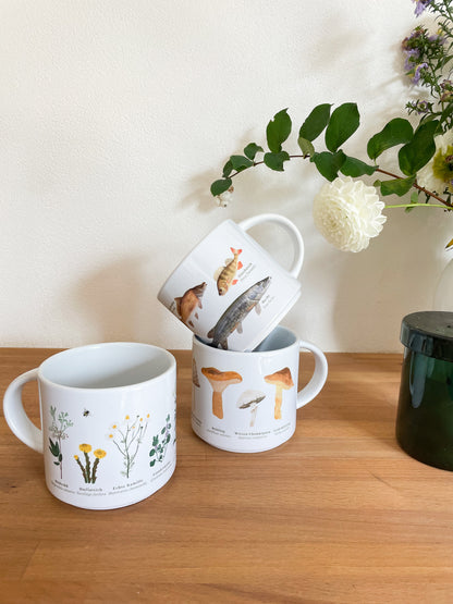 3er Set XL Tassen "Flora und Fauna"