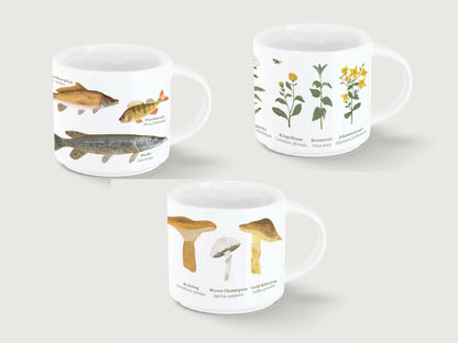 3er Set XL Tassen "Flora und Fauna"