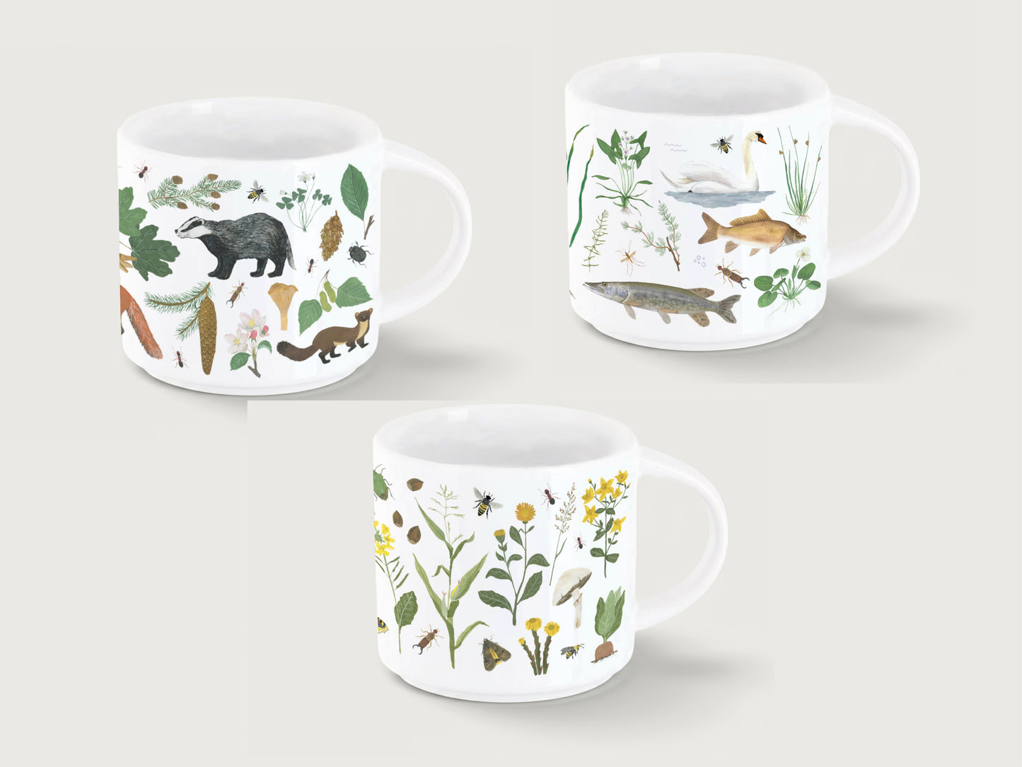 3er Set XL Tassen "In die Natur"