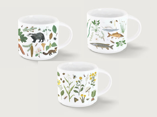 3er Set XL Tassen "In die Natur"