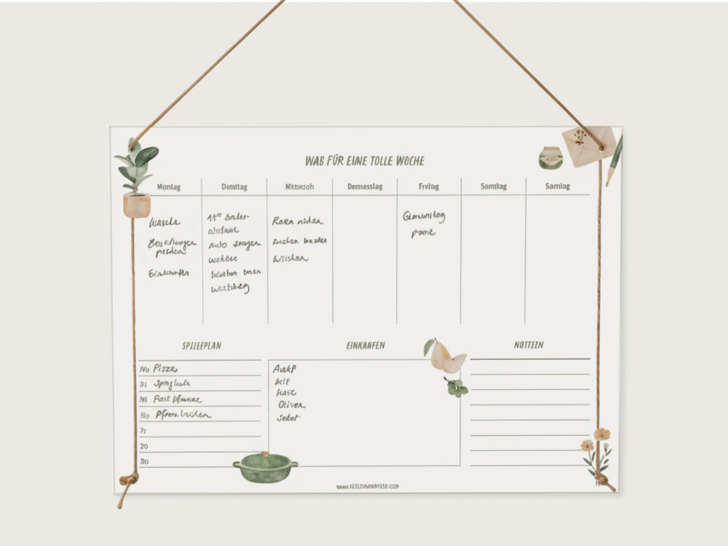 Wochenplan (ca. A3 groß)