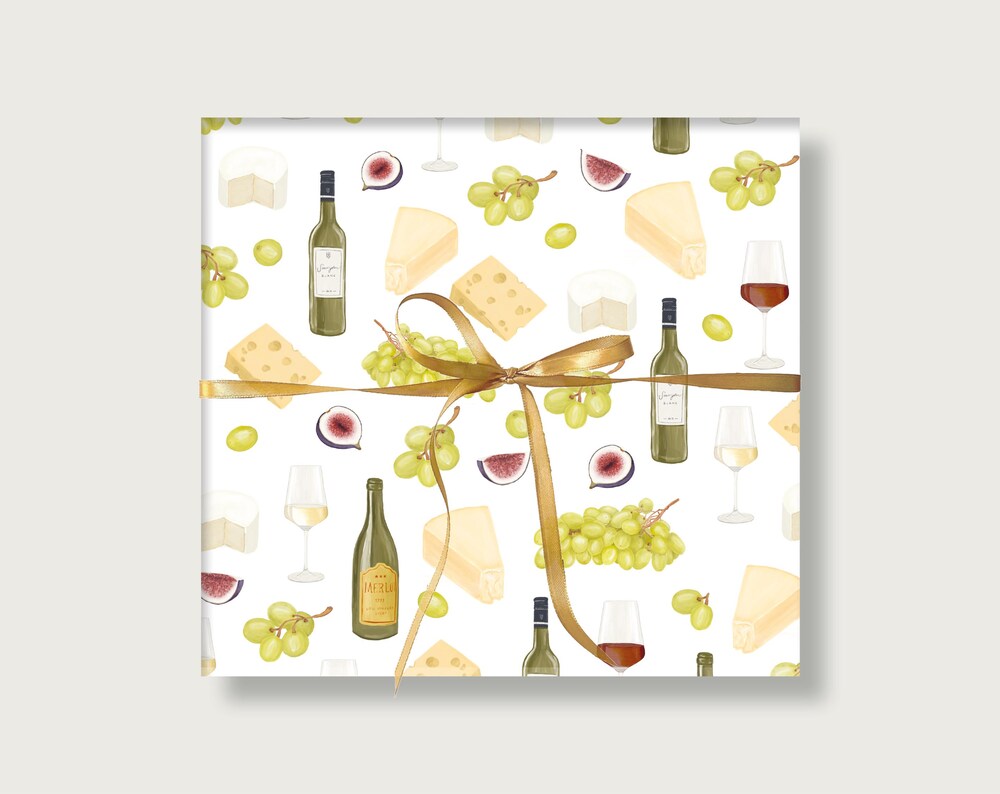 Geschenkpapier "Wein und Käse"