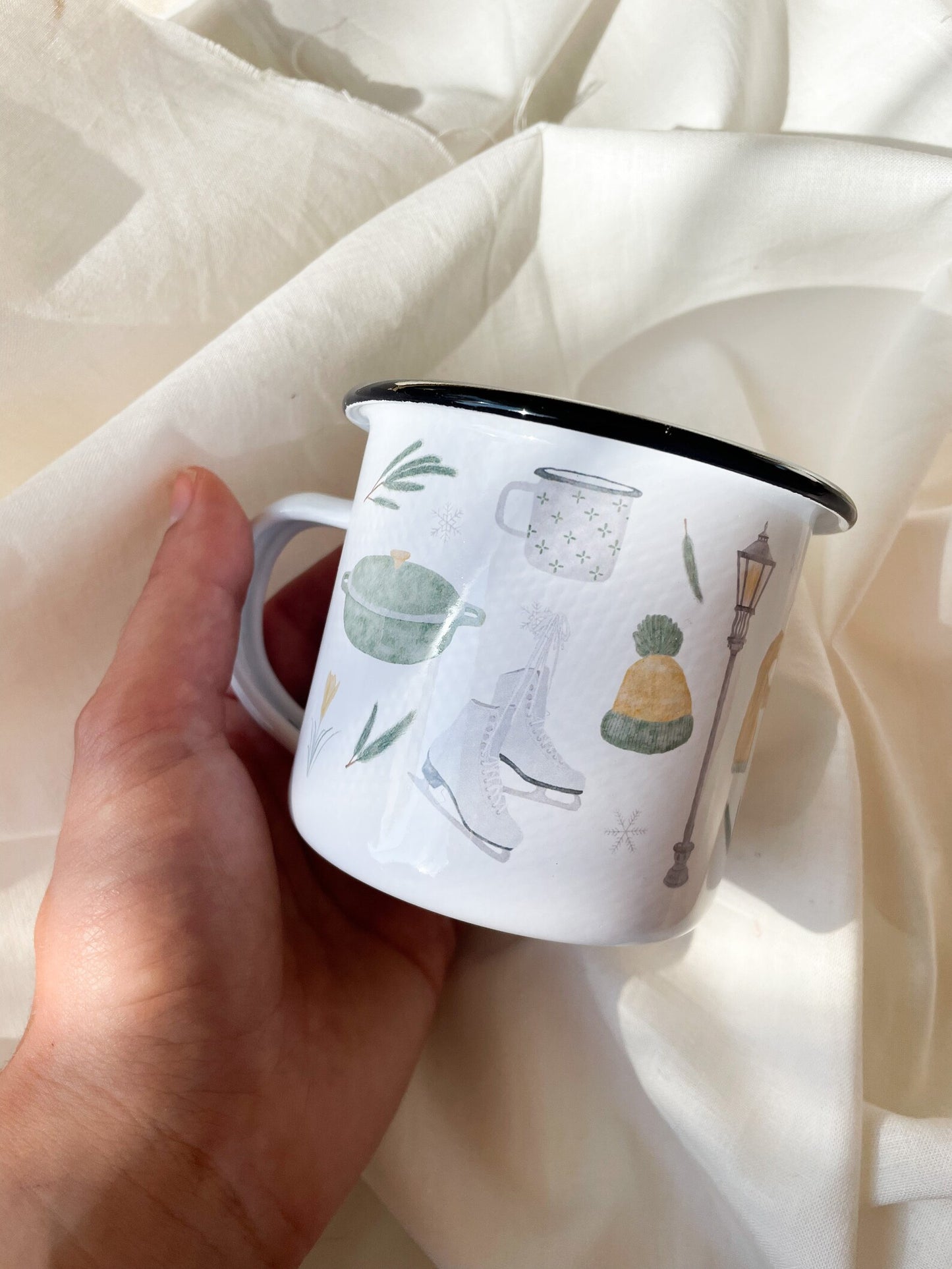 Emaille Tasse "Winter"