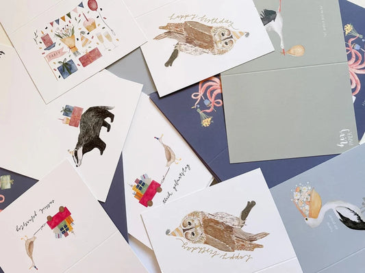 Überraschungsset 7 Klappkarten | Geburtstagskarten | Karte zur Geburt | B-Ware | Grußkarten | Karten-Set || HERZ & PAPIER