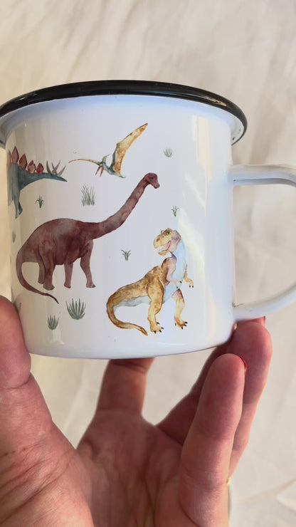 Emaille-Tasse "Dinos"