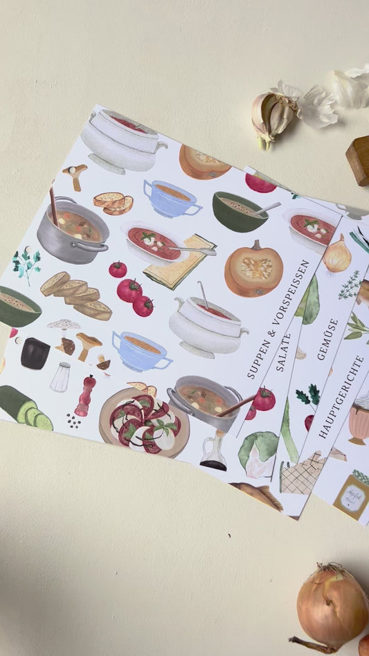 Register für Rezeptordner in A4 "Collage"